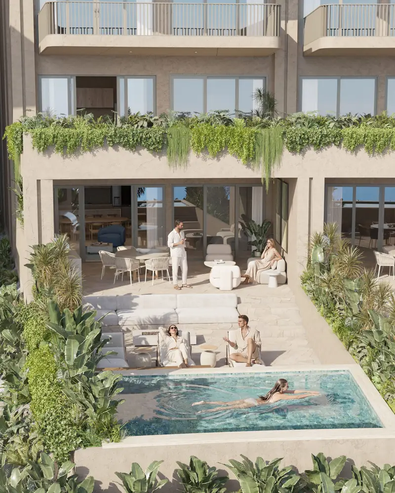 Terraza de una Pool Villa con alberca privada